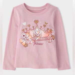 NWT: Princess Crown Graphic  Long sleeve Princess Tee- Toddlers Purple Pink